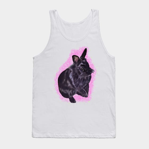 bunny rabbit cute  ebony colored coloured lionhead bunny rabbit with pink background Tank Top by Artonmytee